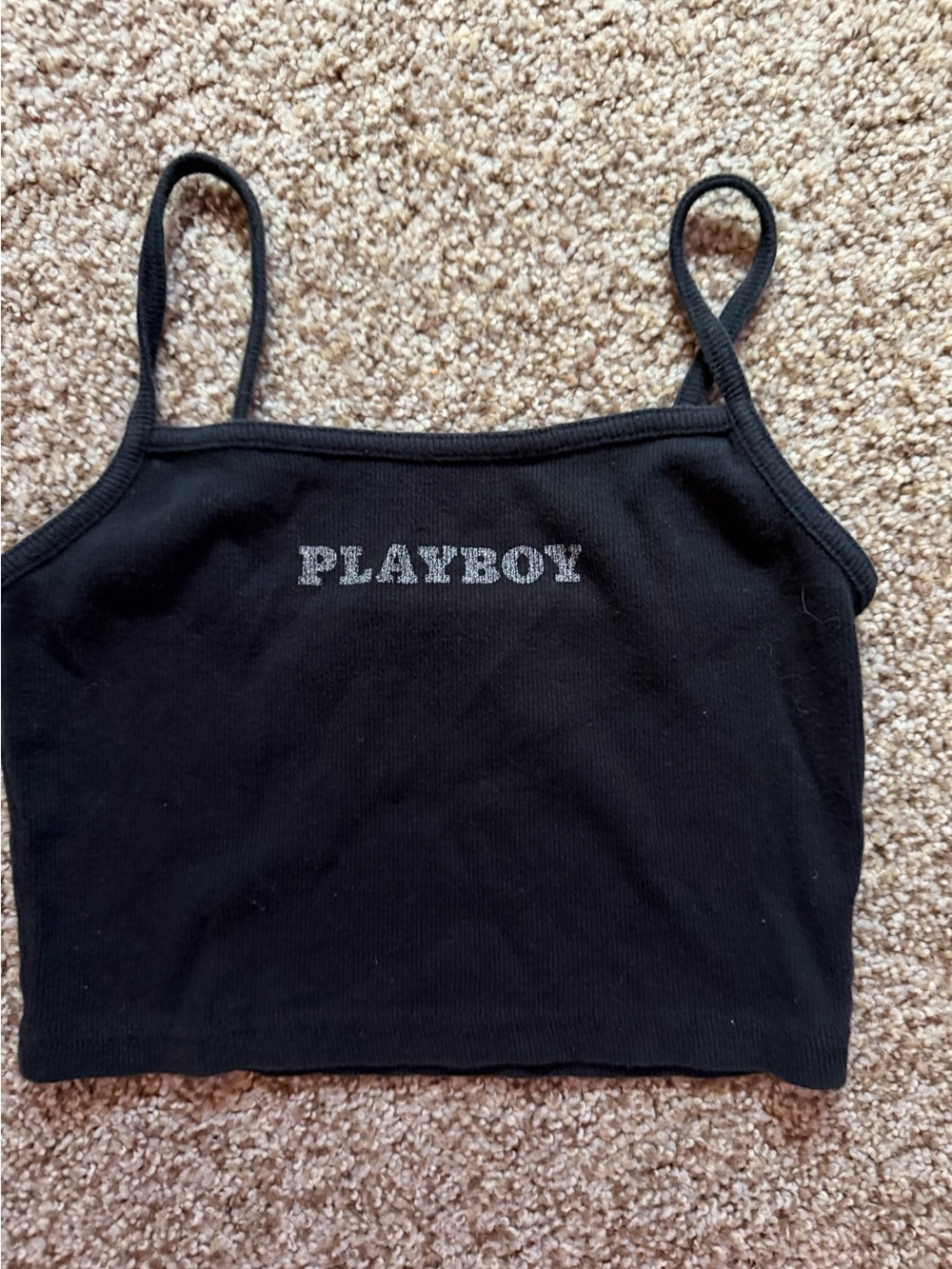Playboy Black  Logo Crop Tank